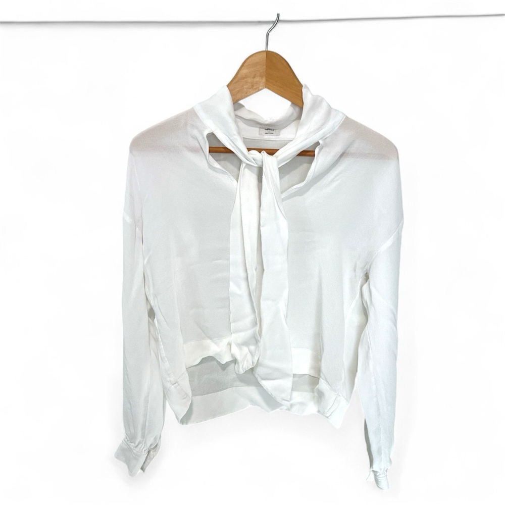 Wilfred Tie Neck Elegant White Women's Blouse